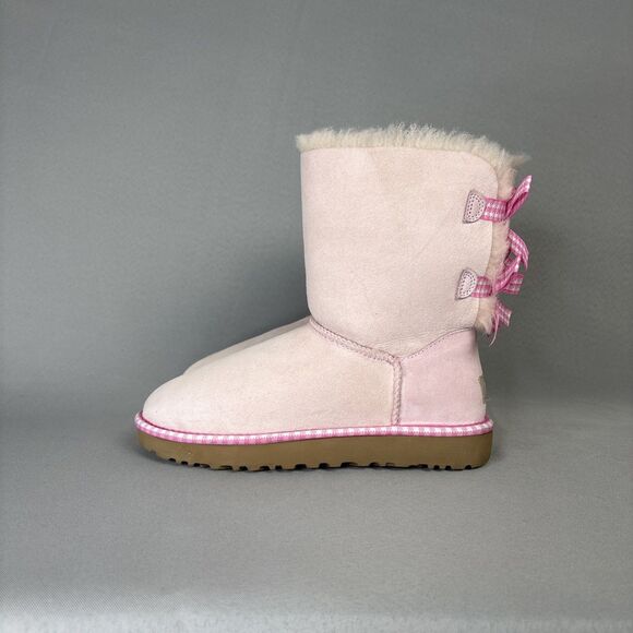 Women's UGG Boots Bailey Bow Gingham Seashell Pink Sz 7 Coquette 1101669 RARE! - Picture 5 of 16